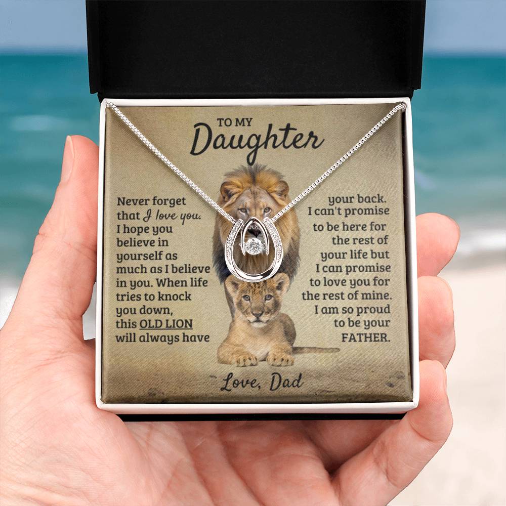 To My Beautiful Daughter - Old Lion - Lucky In Love Necklace from Dad - Personalize Memories