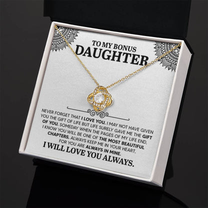 To My Bonus Daughter Necklace – Graduation Birthday Valentine’s Gift for Daughter – Love Knot Necklace - Personalize Memories