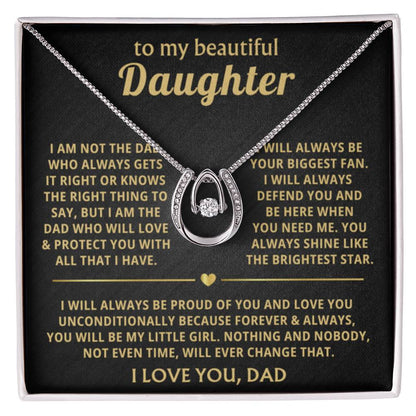 To My Daughter Necklace - Everyday Love Jewelry Gift from Dad for Daughter’s Birthday & Just Because - Lucky In Love Necklace - Personalize Memories