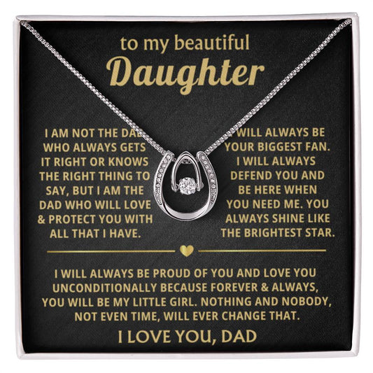 To My Daughter Necklace - Everyday Love Jewelry Gift from Dad for Daughter’s Birthday & Just Because - Lucky In Love Necklace - Personalize Memories