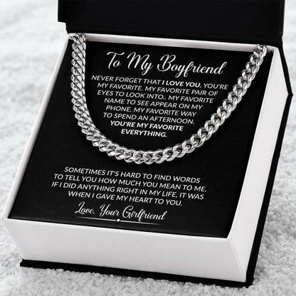 To My Boyfriend - Sometimes It's Hard To Find Words To Tell You - Cuban Link Chain - Personalize Memories