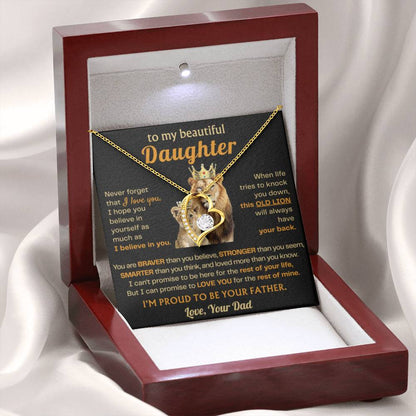 To My Daughter Necklace - Sentimental Jewelry Gift from Dad for Graduation & Life Achievements - Forever Love Necklace - Personalize Memories