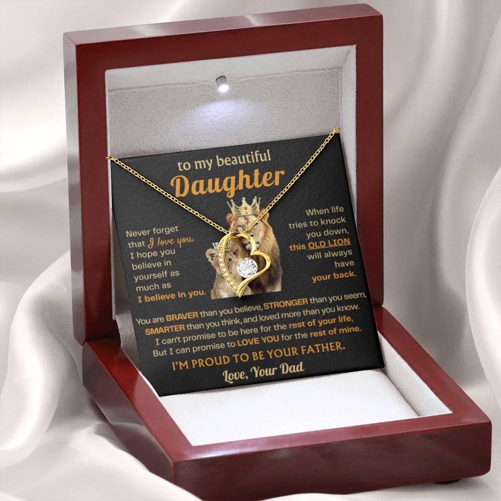 To My Daughter Necklace - Sentimental Jewelry Gift from Dad for Graduation & Life Achievements - Forever Love Necklace - Personalize Memories