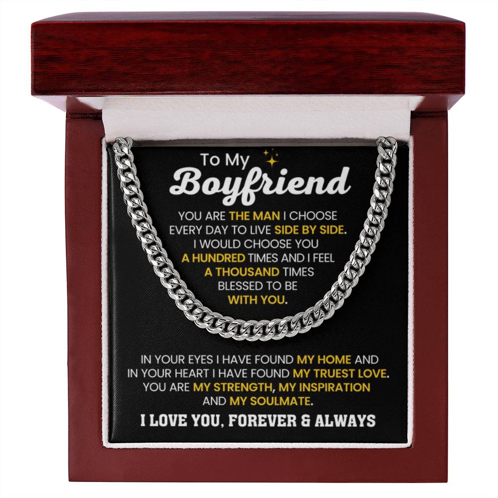 Boyfriend Jewelry Gift from Girlfriend - Cuban Link Chain - Anniversary & Valentine's Day Gift - Personalize Memories