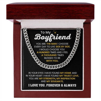 Boyfriend Jewelry Gift from Girlfriend - Cuban Link Chain - Anniversary & Valentine's Day Gift - Personalize Memories