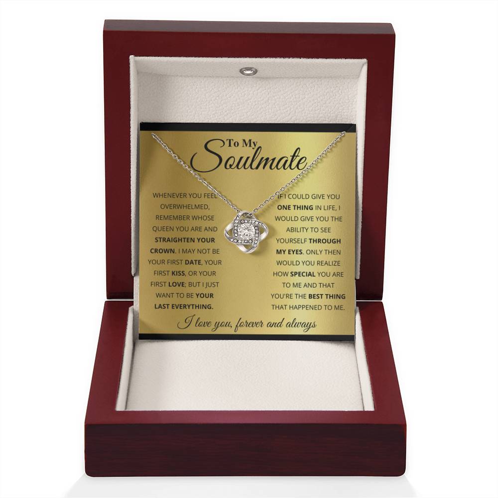 To My Soulmate Necklace - Unique Soulmate Gift for Her for Birthdays & Surprise Moments - Love Knot Necklace - Personalize Memories