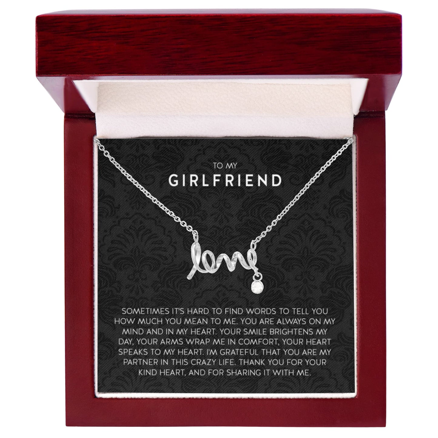 Gift for Girlfriend Necklace - Romantic Jewelry for Valentine’s Day, Birthday & Special Relationship Moments - Scripted Love Necklace - Personalize Memories