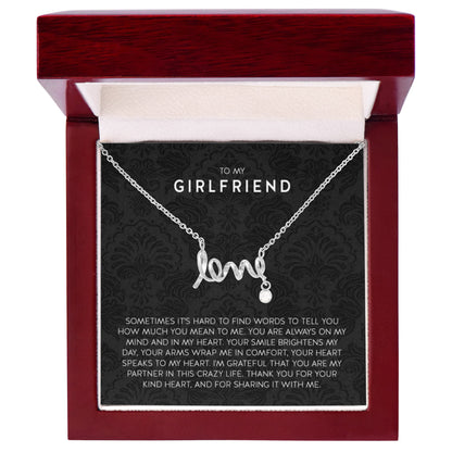 Gift for Girlfriend Necklace - Romantic Jewelry for Valentine’s Day, Birthday & Special Relationship Moments - Scripted Love Necklace - Personalize Memories