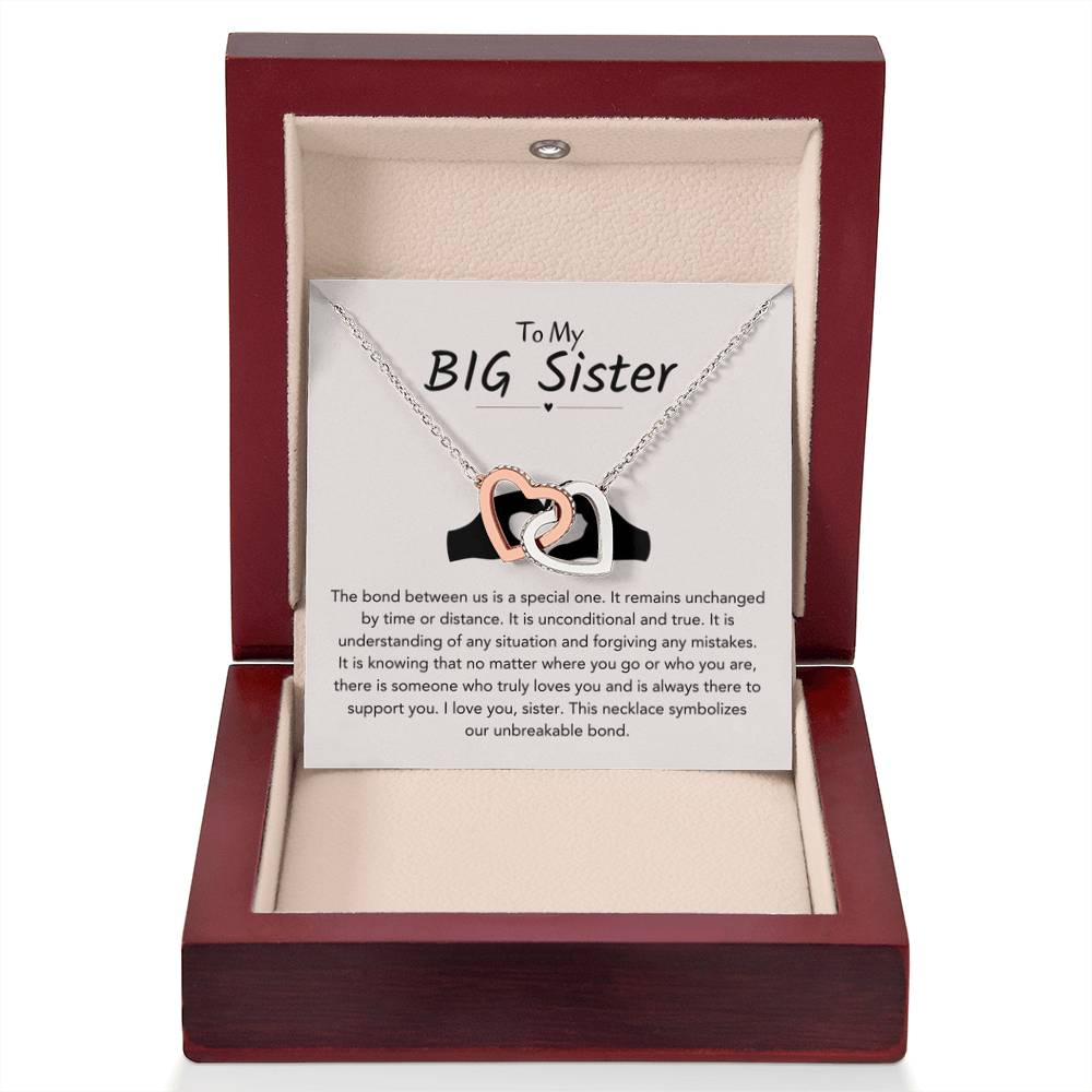 Big Sister Gift - Interlocking Hearts Necklace - Personalize Memories