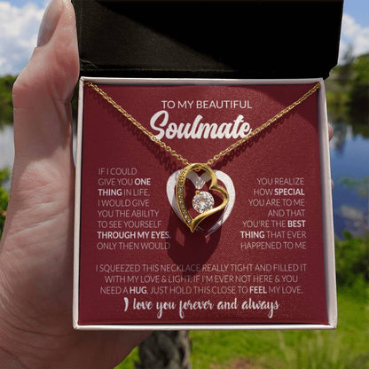 To My Beautiful Soulmate Necklace - Soulmate Necklace Gift for Her for Celebration Days - Forever Love Necklace - Personalize Memories