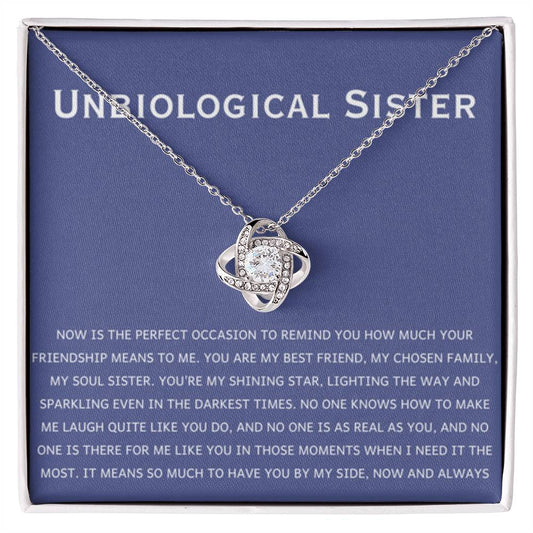 Unbiological Sister Necklace - Gift for Bonus Sister - Love Knot Necklace - Personalize Memories