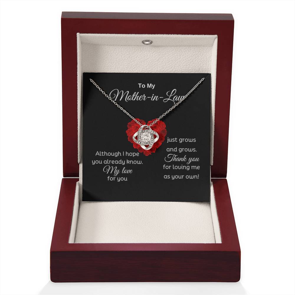 To My Mother In Law - Thank you for loving me as your own - Love Knot Necklace - Personalize Memories