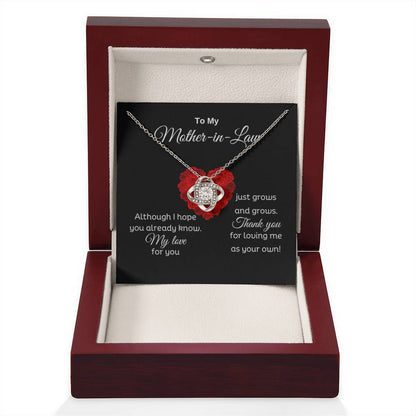 To My Mother In Law - Thank you for loving me as your own - Love Knot Necklace - Personalize Memories