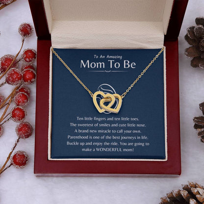 To An Amazing Mama To Be - Ten little fingers and ten little toes - Interlocking Hearts Necklace - New Mom Present - Personalize Memories