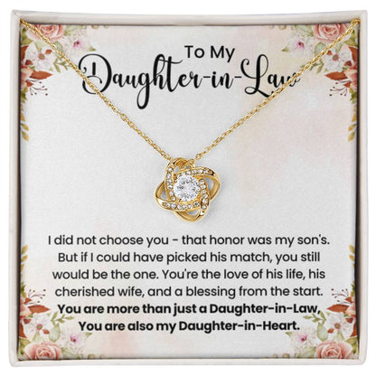To My Beautiful Daughter In Law - Love Knot Necklace - Gift for Bonus Daughter - Personalize Memories