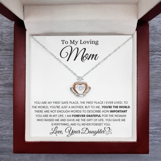 To My Loving Mom - You're the world - Crown Pendant Necklace - Unique Gift for Mom - Personalize Memories