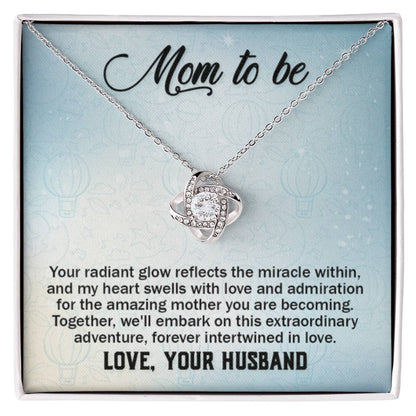 To a wonderful first time Mom - Love Knot Necklace - Best Gift from Husband to New Mom - Personalize Memories