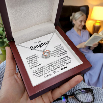 To My Daughter Necklace from Dad - Birthday Gift with Love, Support & Pride - Crown Pendant Necklace - Personalize Memories