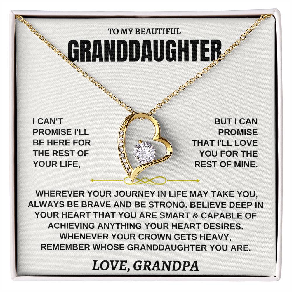 To My Beautiful Granddaughter - I'll Love You For The Rest Of Mine - Forever Love Necklace - Gift for Granddaughter from Grandpa - Personalize Memories