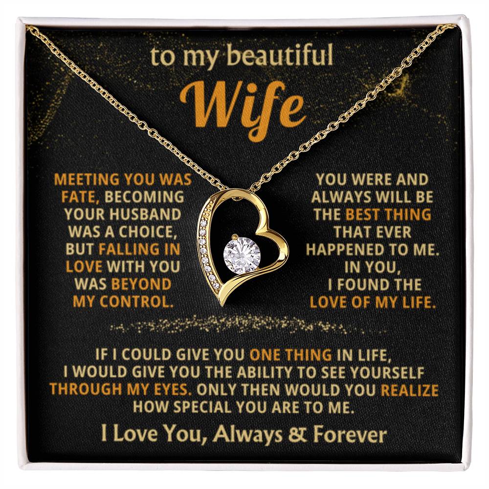 To My Beautiful Wife Necklace - Emotional Love Jewelry Gift from Husband for Valentine’s Day & Birthday Happiness - Forever Love Necklace - Personalize Memories