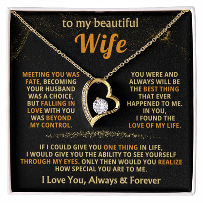 To My Beautiful Wife Necklace - Emotional Love Jewelry Gift from Husband for Valentine’s Day & Birthday Happiness - Forever Love Necklace - Personalize Memories