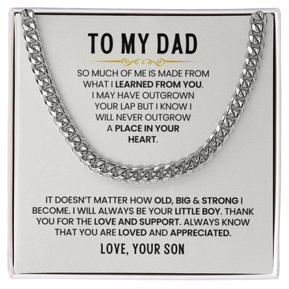 Gift for Dad from Son - I Will Always Be Your Little Boy - Cuban Link Chain - Personalize Memories