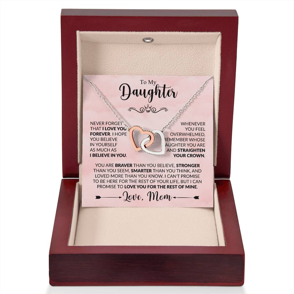 To My Daughter - Never Forget That I Love You - Interlocking Hearts Necklace Gift from Mom - Personalize Memories