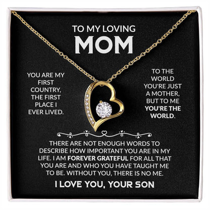 To My Loving Mom - You're My First Country - Forever Love Necklace Gift from Son - Personalize Memories