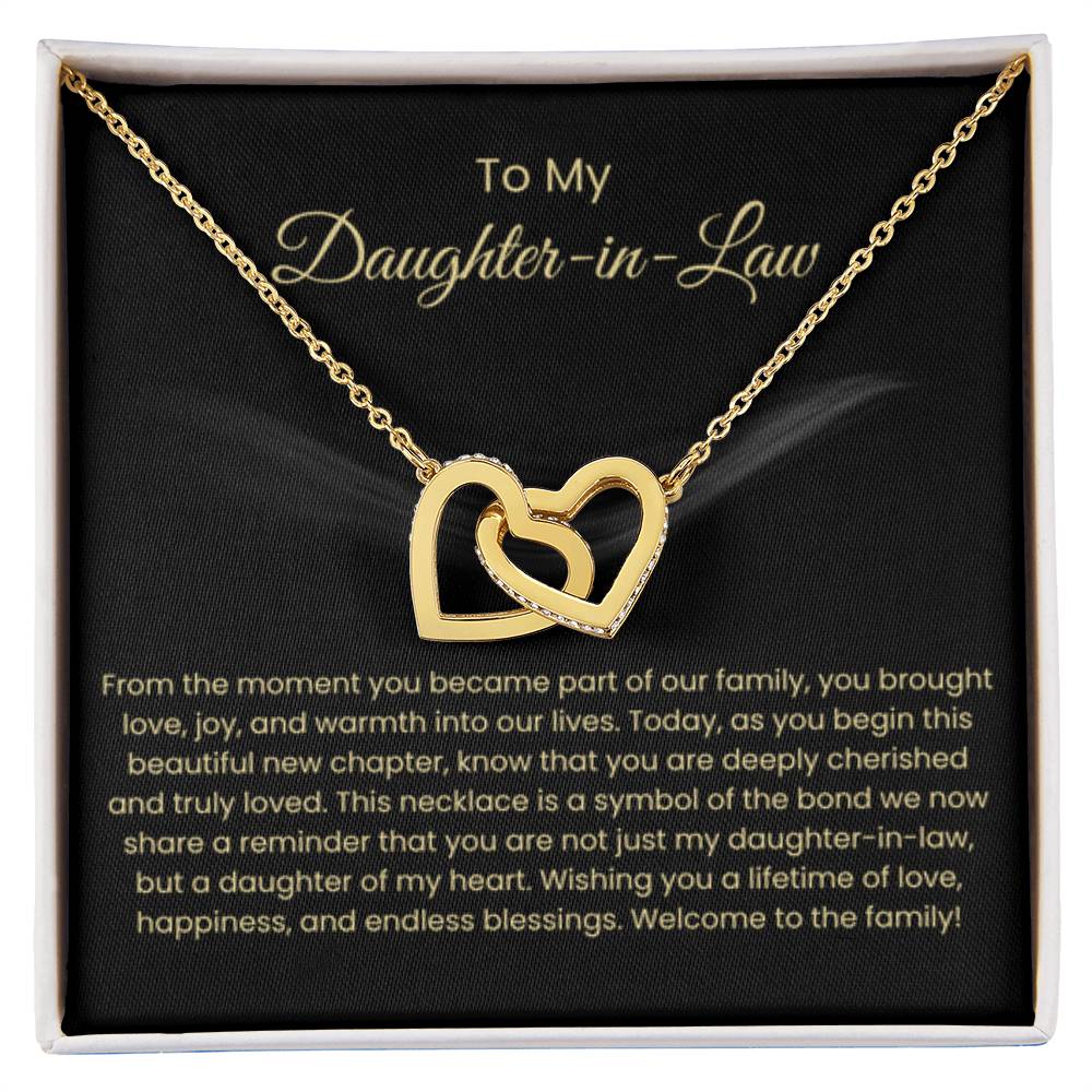 To My Daughter In Law - Interlocking Hearts Necklace - Gift for Daughter in Law - Personalize Memories