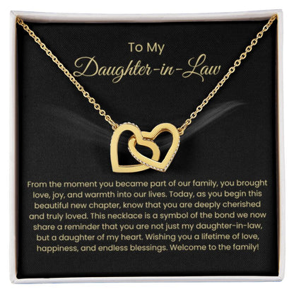 To My Daughter In Law - Interlocking Hearts Necklace - Gift for Daughter in Law - Personalize Memories