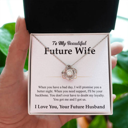 To My Future Wife Necklace - Soulmate Jewelry Gift for Valentine’s Day, Birthday - Love Knot Necklace - Personalize Memories