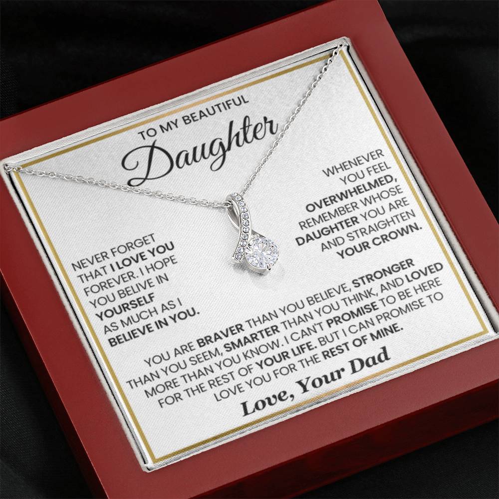To My Daughter Necklace - Loving Gift for Daughter from Dad for Christmas, Proud Achievements & Special Days - Alluring Beauty Necklace - Personalize Memories
