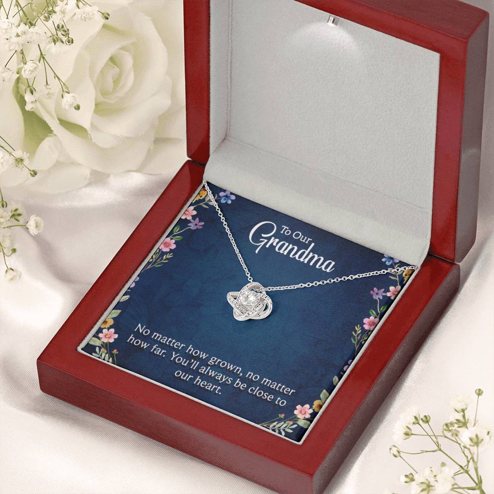 To Our Grandma - You will always be close to our heart - Gift for Grandmother Grandma - Love Knot Necklace - Personalize Memories