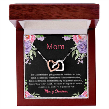 Christmas Gift for Mom - You Mean The World To Me - Interlocking Hearts Necklace - Personalize Memories