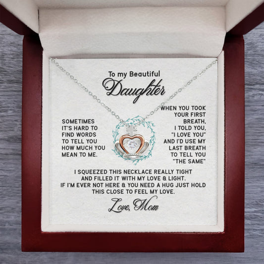 To My Daughter Necklace – Gift for Daughter from Mother – Crown Pendant Necklace - Personalize Memories
