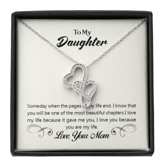 To My Daughter Necklace - Sentimental Jewelry Gift from Mom for Graduation & Life Achievements - Heart-to-heart Necklace - Personalize Memories