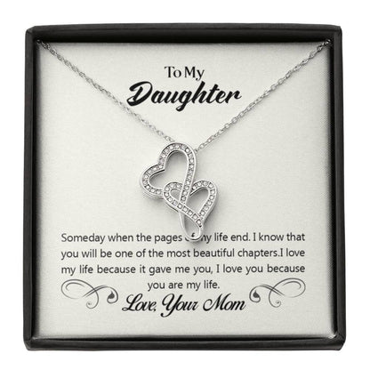 To My Daughter Necklace - Sentimental Jewelry Gift from Mom for Graduation & Life Achievements - Heart-to-heart Necklace - Personalize Memories