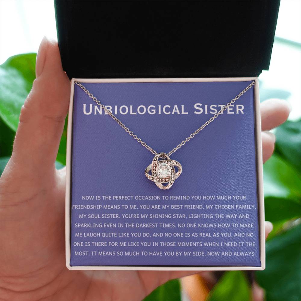 Unbiological Sister Necklace - Gift for Bonus Sister - Love Knot Necklace - Personalize Memories