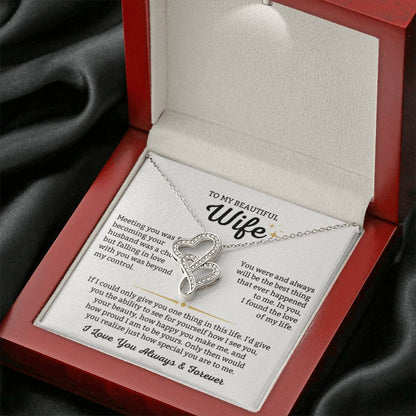 To My Wife Necklace - Romantic Gift from Husband for Birthday, Anniversary, Christmas & Valentine’s Day - Heart-to-heart Pendant Necklace - Personalize Memories