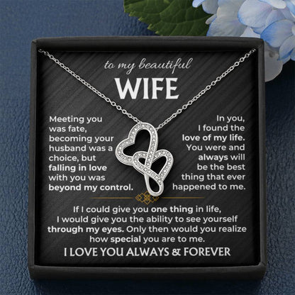 To My Wife Necklace - Forever Love Jewelry Gift from Husband for Birthday, Anniversary & Valentine’s Day - Heart-to-heart Pendant Necklace - Personalize Memories