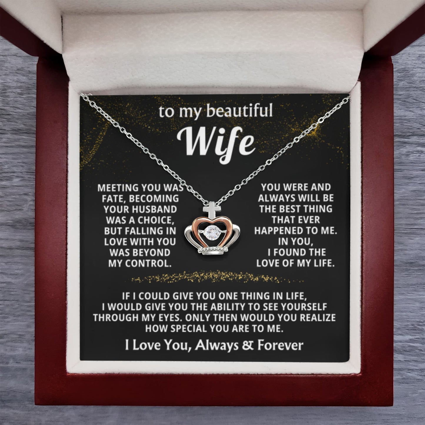 To My Wife Necklace - Perfect Romantic Gift from Husband - Crown Pendant Necklace - Personalize Memories