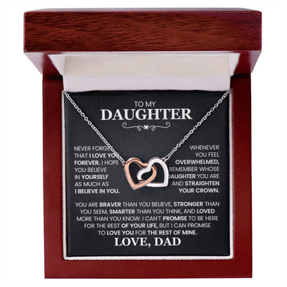 To My Daughter Necklace - Heartwarming Gift from Dad for Daughter’s Birthday & Meaningful Achievements - Interlocking Hearts Necklace - Personalize Memories