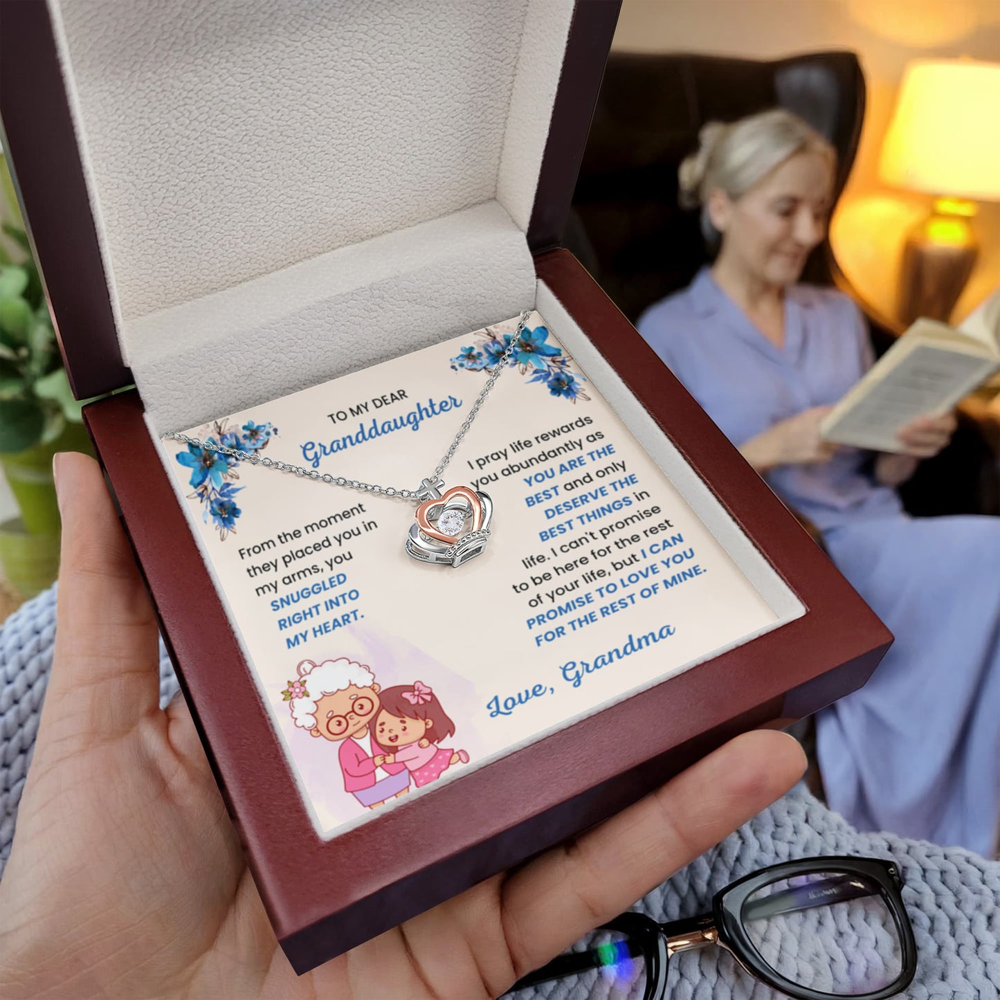 To My Granddaughter Necklace – Grandma to Granddaughter Birthday Graduation Gift – Crown Pendant Necklace - Personalize Memories