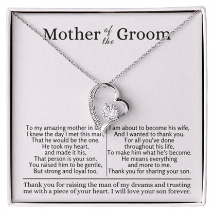 Mother of the Groom - Present for Mother in Law - Thank you for raising the man of my dreams - Forever Love Necklace - Personalize Memories