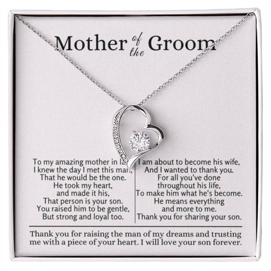 Mother of the Groom - Present for Mother in Law - Thank you for raising the man of my dreams - Forever Love Necklace - Personalize Memories