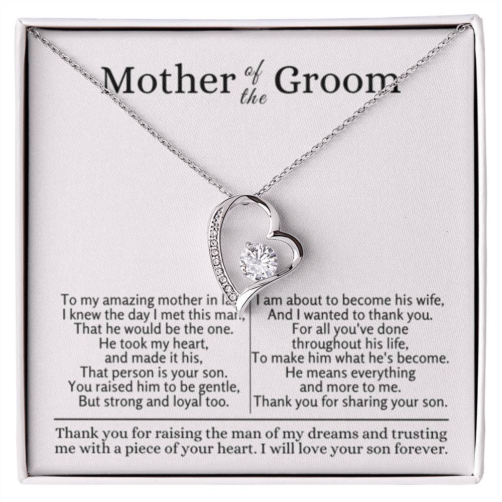 Mother of the Groom - Present for Mother in Law - Thank you for raising the man of my dreams - Forever Love Necklace - Personalize Memories