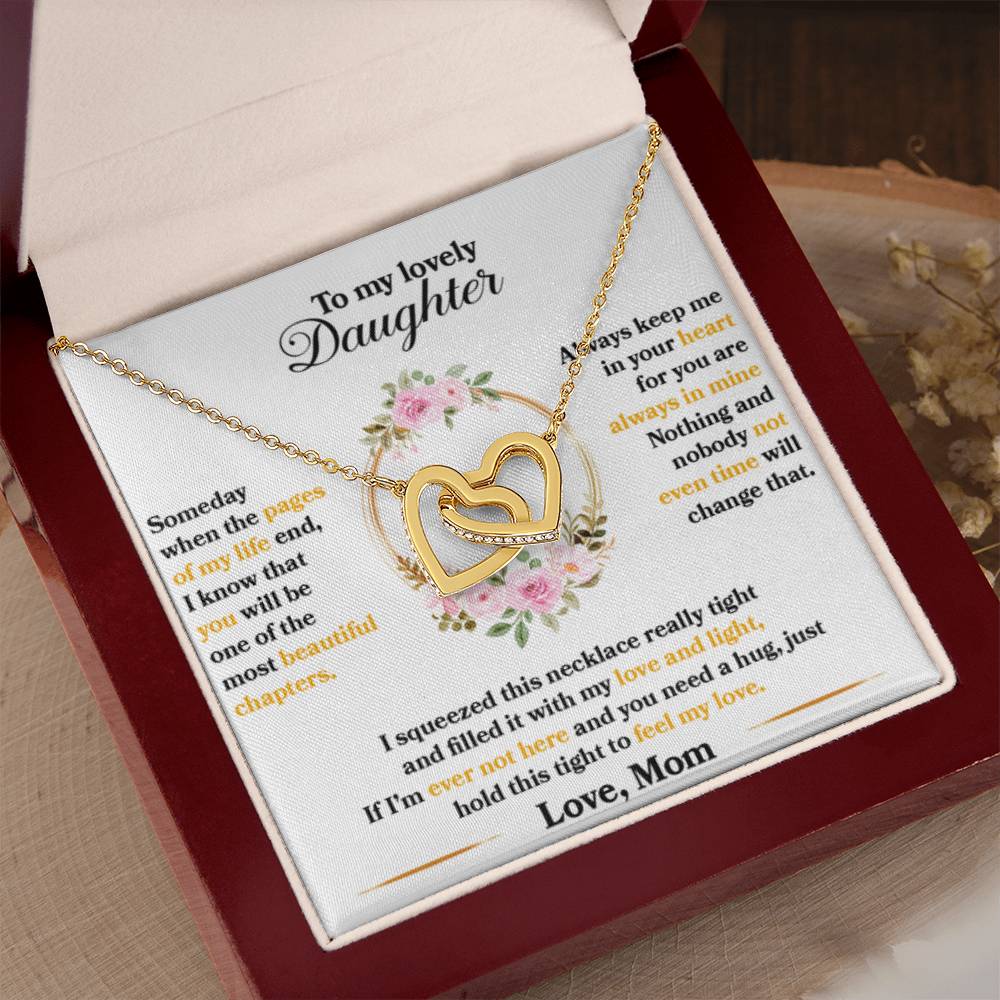 To My Daughter Necklace – Daughter Necklace for Graduation & Birthday Events from Mom – Interlocking Hearts Necklace - Personalize Memories