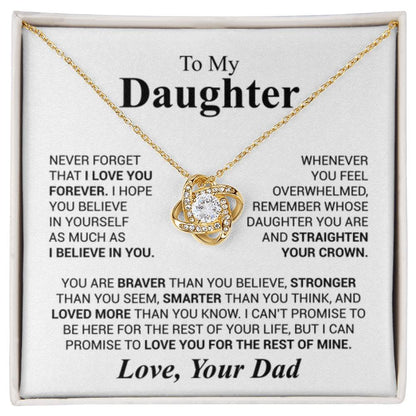 To My Daughter Necklace - Heartwarming Gift from Dad for Daughter’s Birthday & Meaningful Achievements - Love Knot Necklace - Personalize Memories