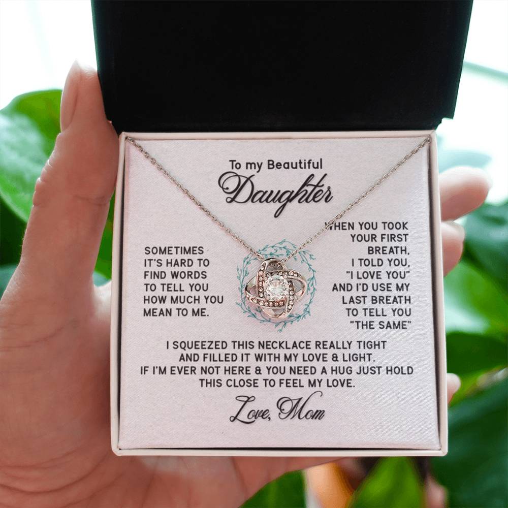 To My Daughter Necklace – Daughter’s Jewelry Gift by Mom – Love Knot Necklace - Personalize Memories