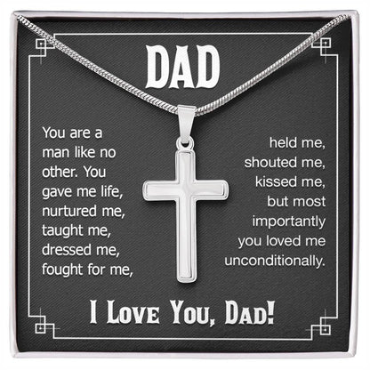 Dad - You are a man like no other - Present for Dad - Artisan Cross Necklace - Personalize Memories